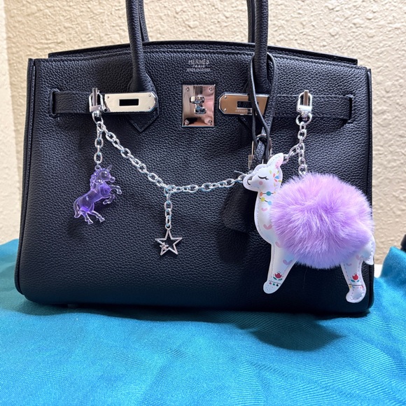 β¨ Handmade Lavender Alpaca Pom Pom Bag Charm β¨ - Picture 2 of 2